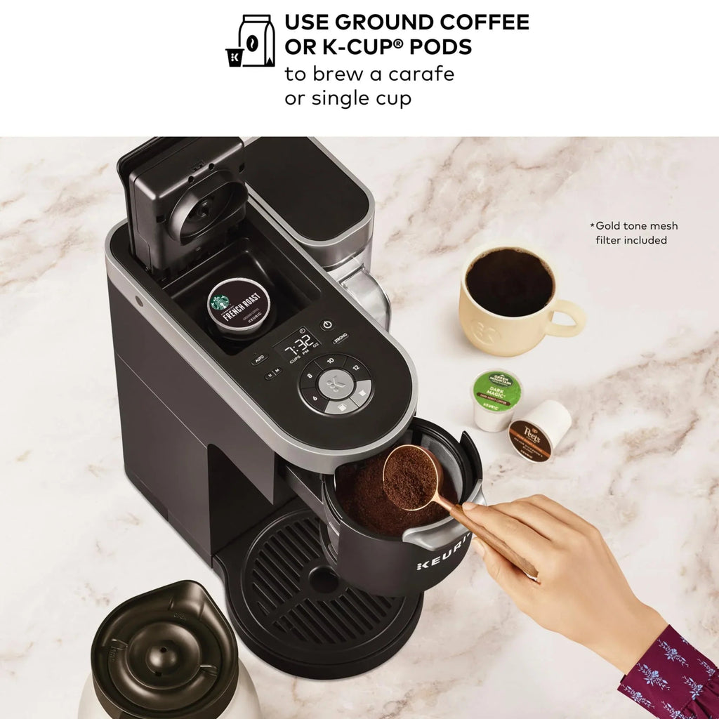 Keurig Single Serve & Carafe Coffee Maker, 60 oz Water Reservoir, 12-Cup Thermal Carafe - K-Duo Plus