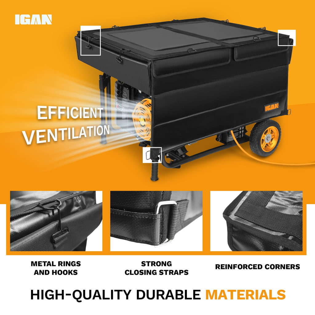 IGAN Generator Tent Waterproof Generator Cover Windproof Kit 3500–12000 Watt 10 lb. Pro Max Black