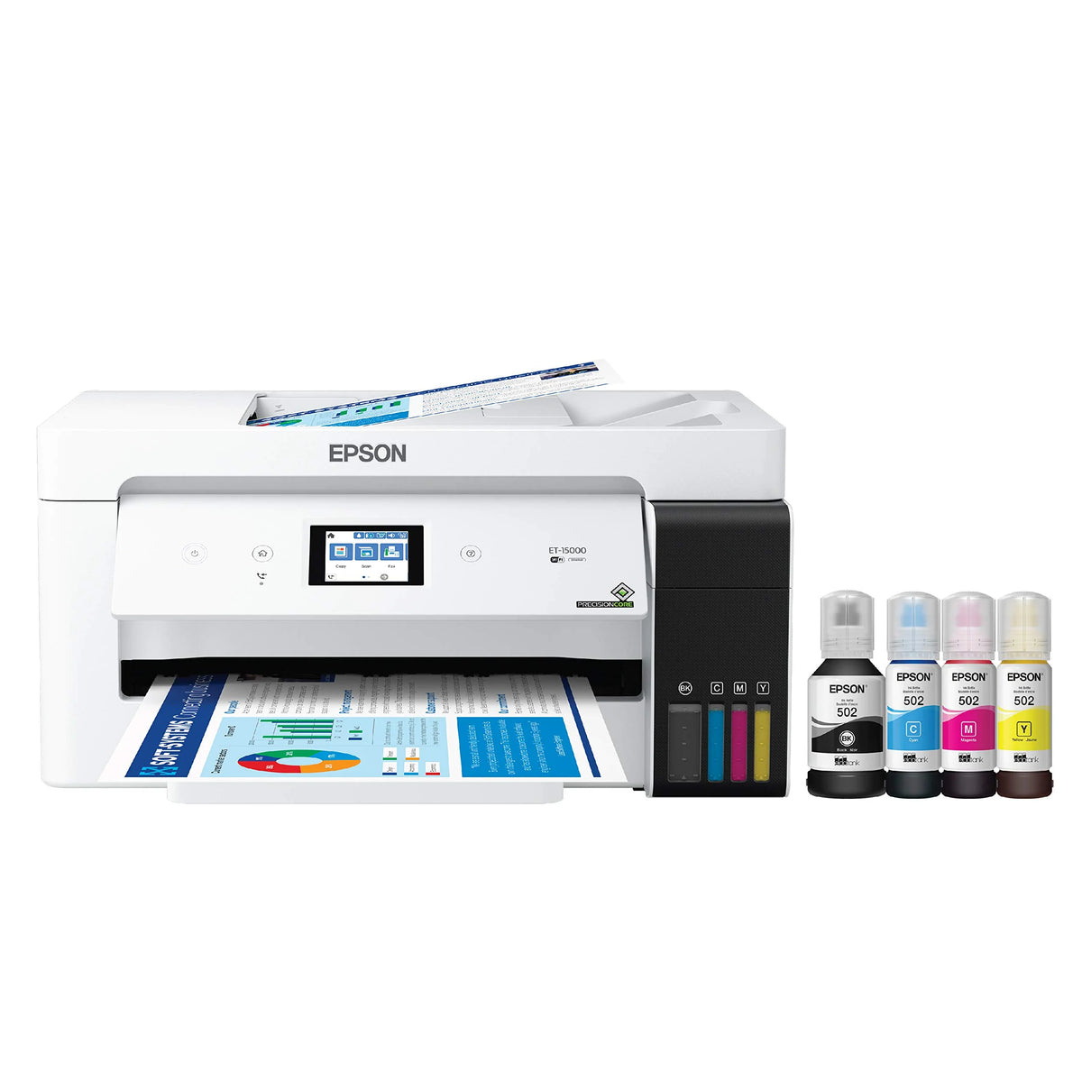 Epson EcoTank Wireless Color All-In-One Supertank Printer With Scanner, Copier, Fax And Ethernet - ET-15000