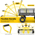 GVDV Heavy Duty Steel Garden Cart with Liner, 40" x 20", 660lbs Capacity, 10" Wheel, Utility Cart for Yard Work Hauling and Outdoor Use, Black/Yellow