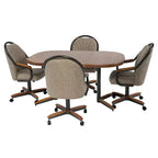Casual Dining Swivel-Tilt Rolling Chair With Brown Fabric Upholstery