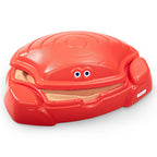 Simplay3 Coastal Crab Portable Plastic Sandbox with Cover, Hot Tamale Red