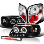 Spec-D Tuning Black LED Strip Projector Headlights With 6-LED Fog Lamps - Ford F150 Flareside 1997-2003, 04 Heritage