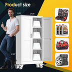 Erosoei 61"H Metal Garage Storage Cabinet with Wheels, Tool Storage Cabinet with 3 Adjustable Shelves