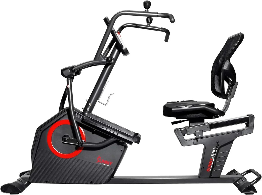 Sunny Health & Fitness Electromagnetic Recumbent Cross Trainer Elliptical Bike With Arm Exercisers - SF-RBE4886SMART