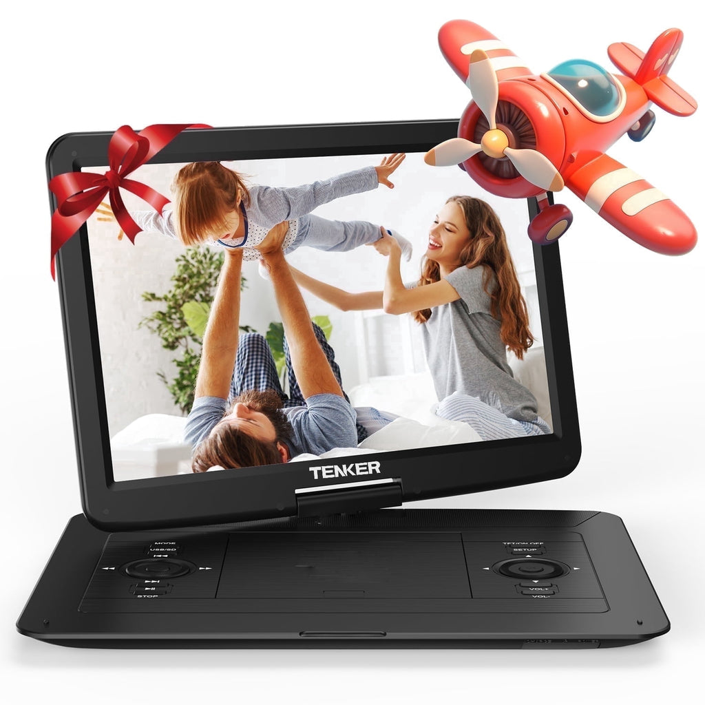17.9" Portable DVD Player-With 15.6" HD Swivel Screen,, 6 Hours Rechargeable Battery, Support CD/DVD/USB/SD Card/Sync TV，Car Charger