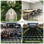WASUHE 4 Pack Black Folding Chairs with Enhanced Iron Frame, Stackable Plastic Folding Chairs for Party, Wedding, Meeting Room, Weight Capacity 350