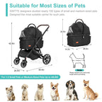 SWITTE 3-In-1 Foldable Pet Stroller With 4 Wheels, Black