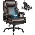 Bossin Big & Tall Executive Office Chair, 500-lb Capacity, PU Leather - Adjustable Lumbar Support