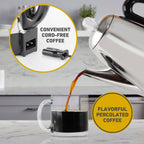 West Bend Classic 12-Cup Coffee Percolator, Cordless Serving, Ready-to-Serve Light, Stainless Steel, in Silver (54159)