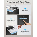 Goosiay Slim Countertop Nugget Ice Maker Machine, 33lb per Day Mini Compact Chewable Pebble Crushed Portable Ice Maker, Black