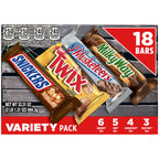 Snickers, Twix, Milky Way & 3 Musketeers Variety Pack Halloween Milk Chocolate Candy Bars -18 Count Box