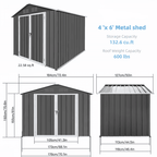 6' x 4' Outdoor Storage Shed with Base, ENYOPRO Galvanized Metal Garden Tool Shed with Lockable Double Doors, Sloped Roof & Vent for Backyard Patio