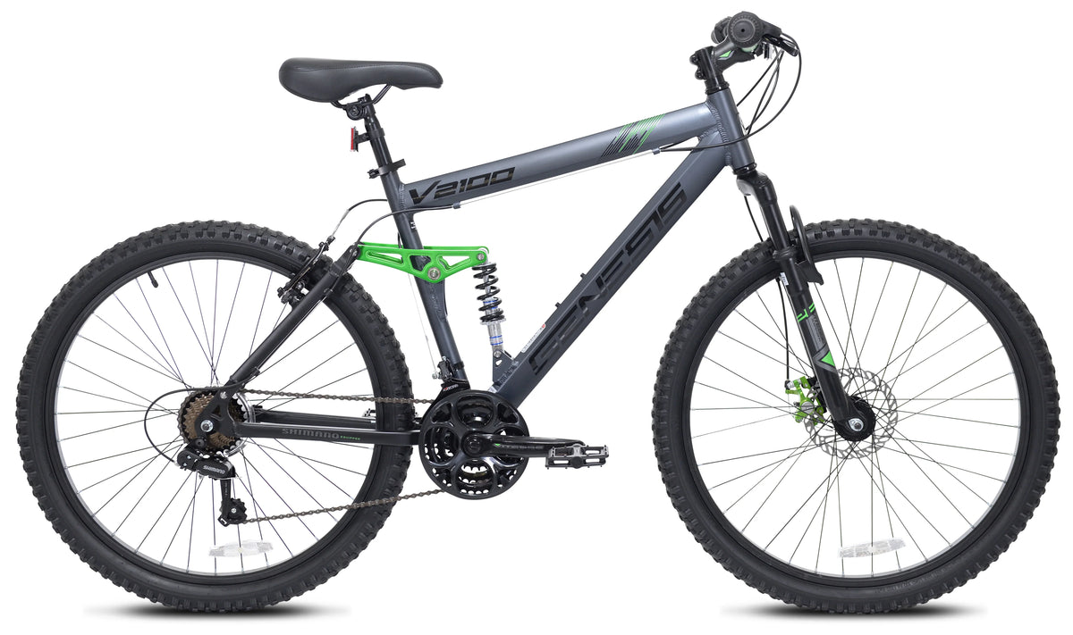 Genesis V2100 Men's Dual Suspension Mountain Bike, 26in, Slate Gray