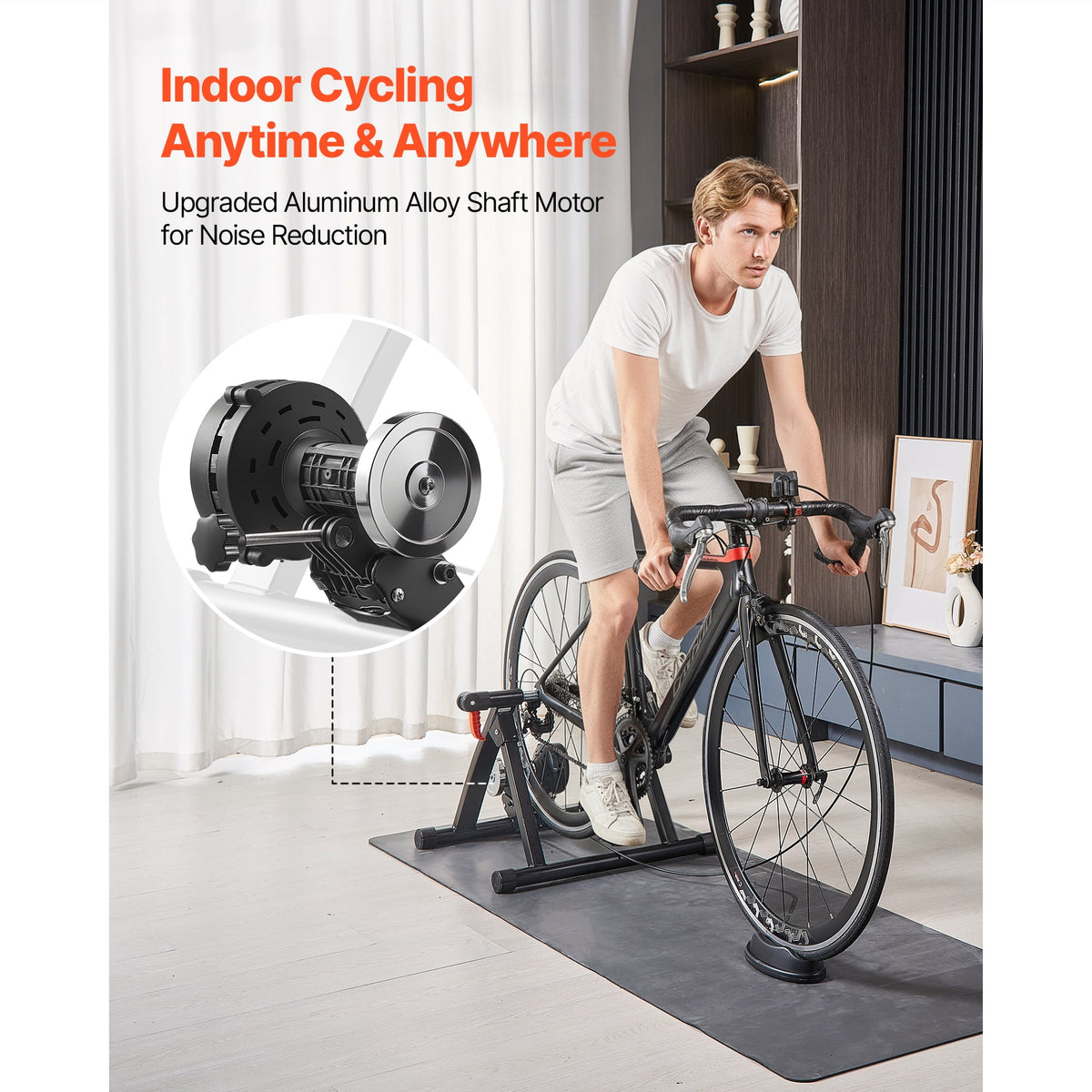 KFFKFF Foldable Magnetic Bike Trainer Stand, Adjustable 6-Level Resistance, Compatible with 26-29 Inch & 700C Wheels, Indoor Cycling Equipment with