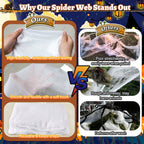 Yalumo 850 Sqft Spider Web Giant Beef Netting Halloween Decorations, 23 x 4.6Ft Pre-Cut Gauze Stretchy Spider Webs Glow Under Blacklight