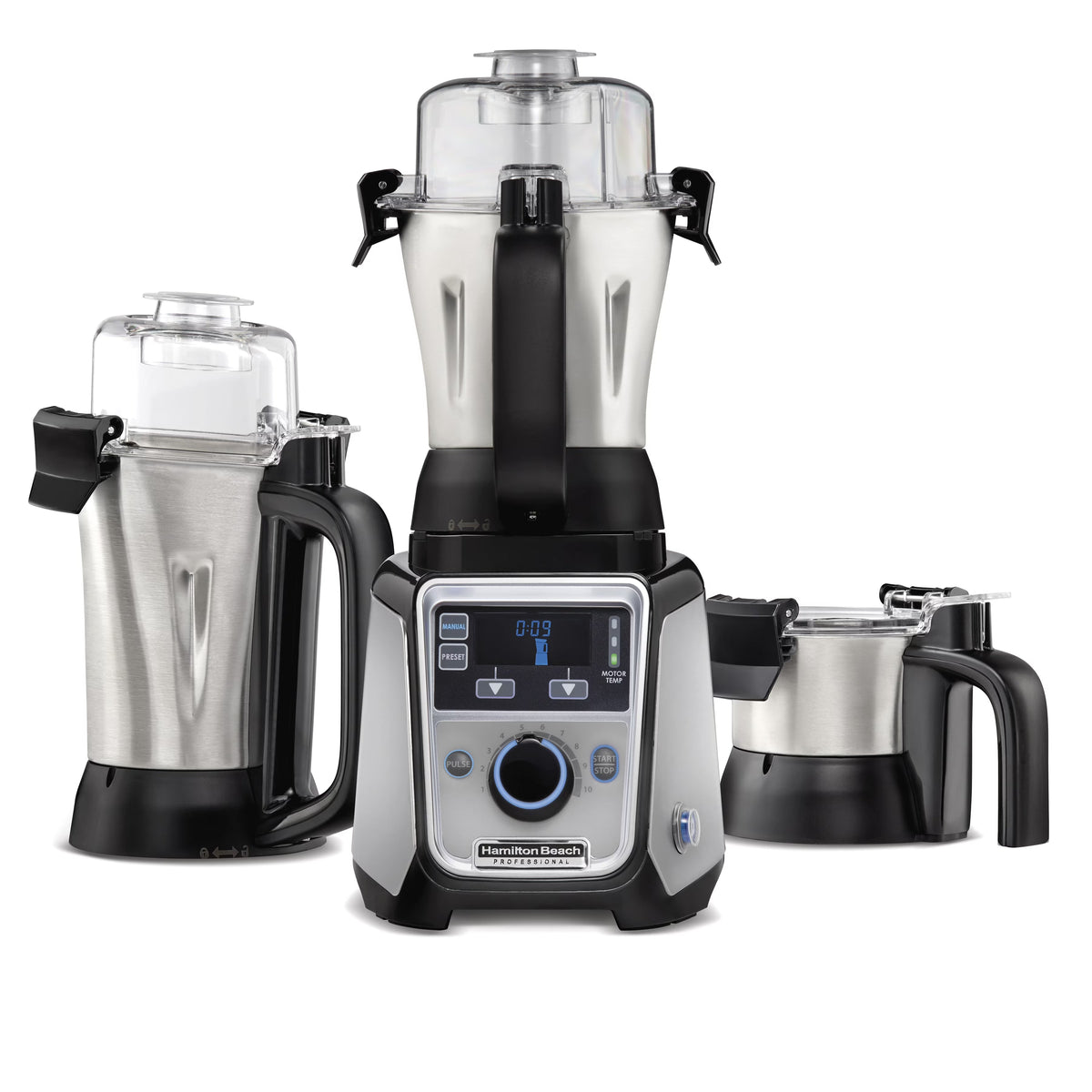 Hamilton Beach Professional Juicer Mixer Grinder 2.2 HP 120V With 3 Stainless Steel Jars, 1.5 Liters - 58770