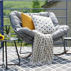 Oversized Indoor/Outdoor Rocking Egg Chair With Cushioned Upholstery
