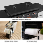 Blackstone Original Outdoor Griddle 4-Burner 36 inch Flat Top Grill With Hard Cover - Black