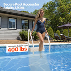 KFFKFF 4-Step Above Ground Pool Ladder, Anti-Slip Pool Steps with Dual Handrails, Supports 400 lbs, Fits 48-54" Inground & Above-Ground Pools, Creamy