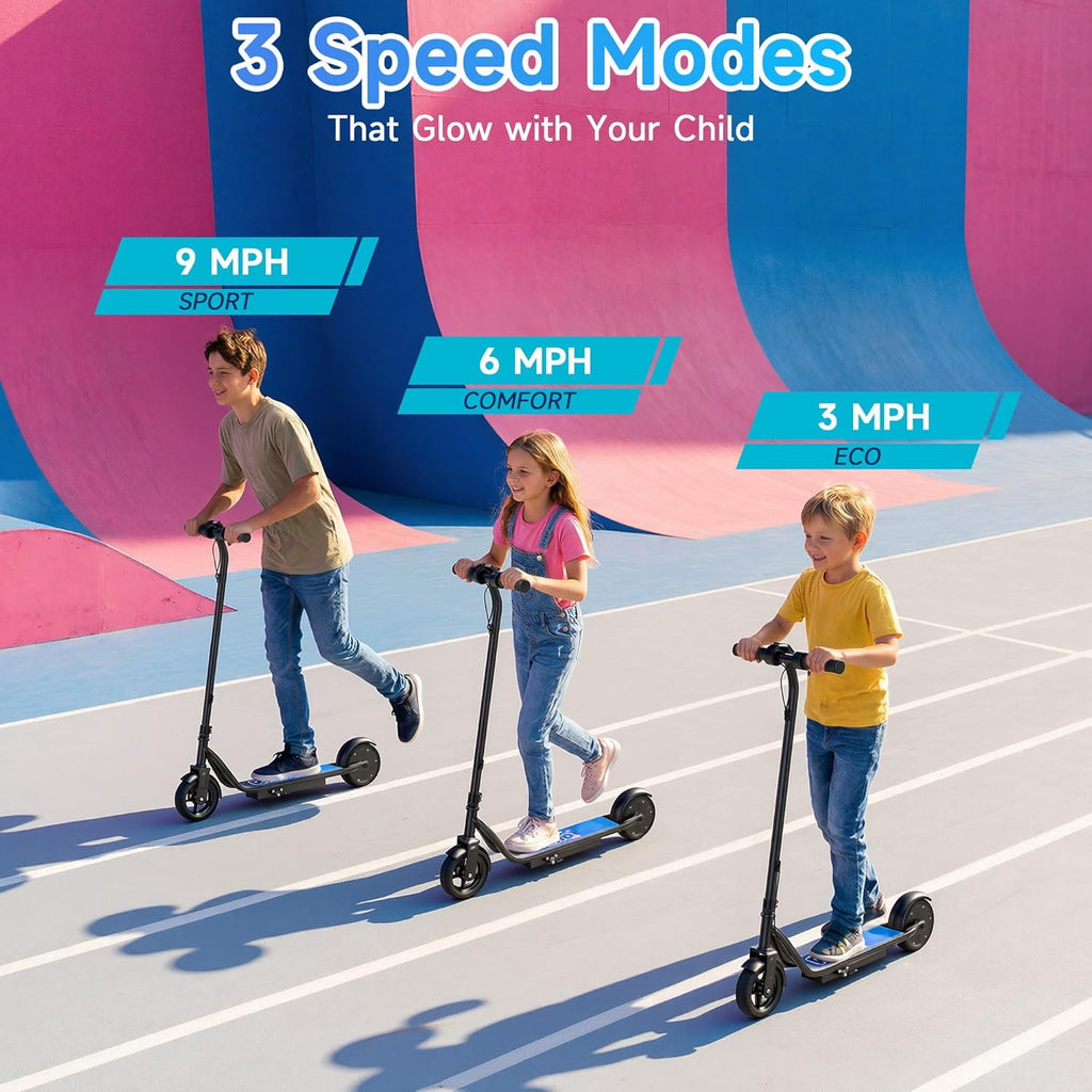 Electric Scooter for Kids, 250W Motor, 9 MPH Max Speed, LED Display, Dual Brake System, 6.5” Solid Tires, Lightweight E-Scooter for Kids Ages 6 to 14
