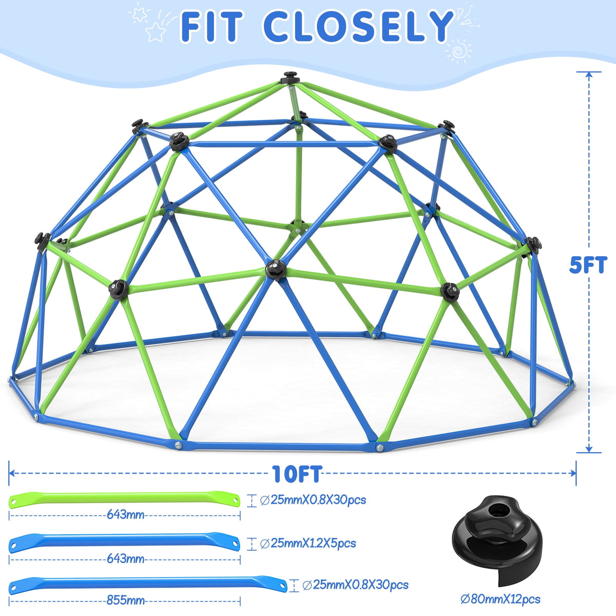 WOSTOO 10FT Climbing Dome,Kids Dome Climber Jungle Gym Outdoor Toddler Play Set for Kids 3-10 Year Outdoor Play , Supports up to 880lbs