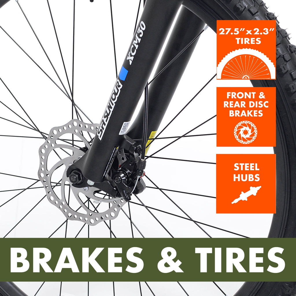 Ozark Trail Timber 27.5 in Mountain Bike, Small Frame, Fits Riders 5 ft 0 in-5 ft 6 in, Black, Adult, Unisex