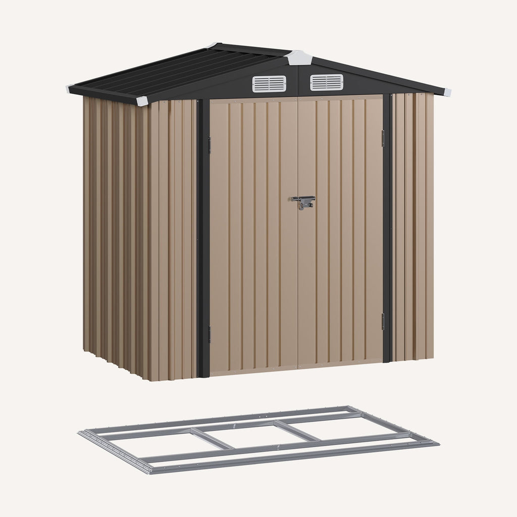 BaPiPro 6.2x4 FT Outdoor Storage Shed with Integrated Base - Heavy-Duty Metal Garden Tool Shed with Vents & Secure Locking Doors, Stable Frame