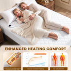 Vccoem California King Heated Mattress Pad, Electric Mattress Pad with 9 Heat Settings & 4 Auto-Off Timers, Dual Controllers, Machine Washable, White