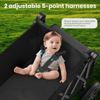 GVDV Wagon Stroller for Kids, 3-in-1 Collapsible Double Stroller Wagon for Toddlers with Removable Canopy, 5-Point Harness, Pull & Push Handle and