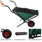 Pure Garden Folding Wheelbarrow with 80lb Capacity and Storage Pouches