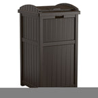 Suncast Trash Hideaway Outdoor Patio Trash Can Bin, 33 Gallon, 1 Java and 1 Taupe