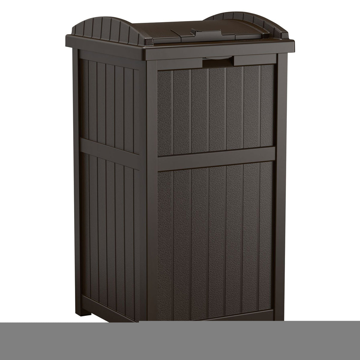 Suncast Trash Hideaway Outdoor Patio Trash Can Bin, 33 Gallon, 1 Java and 1 Taupe