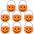 8-Pack Plastic Pumpkin Candy Buckets - Halloween Trick or Treat Pails for Kids, Orange Party Decorations, Durable Candy Holders for Children