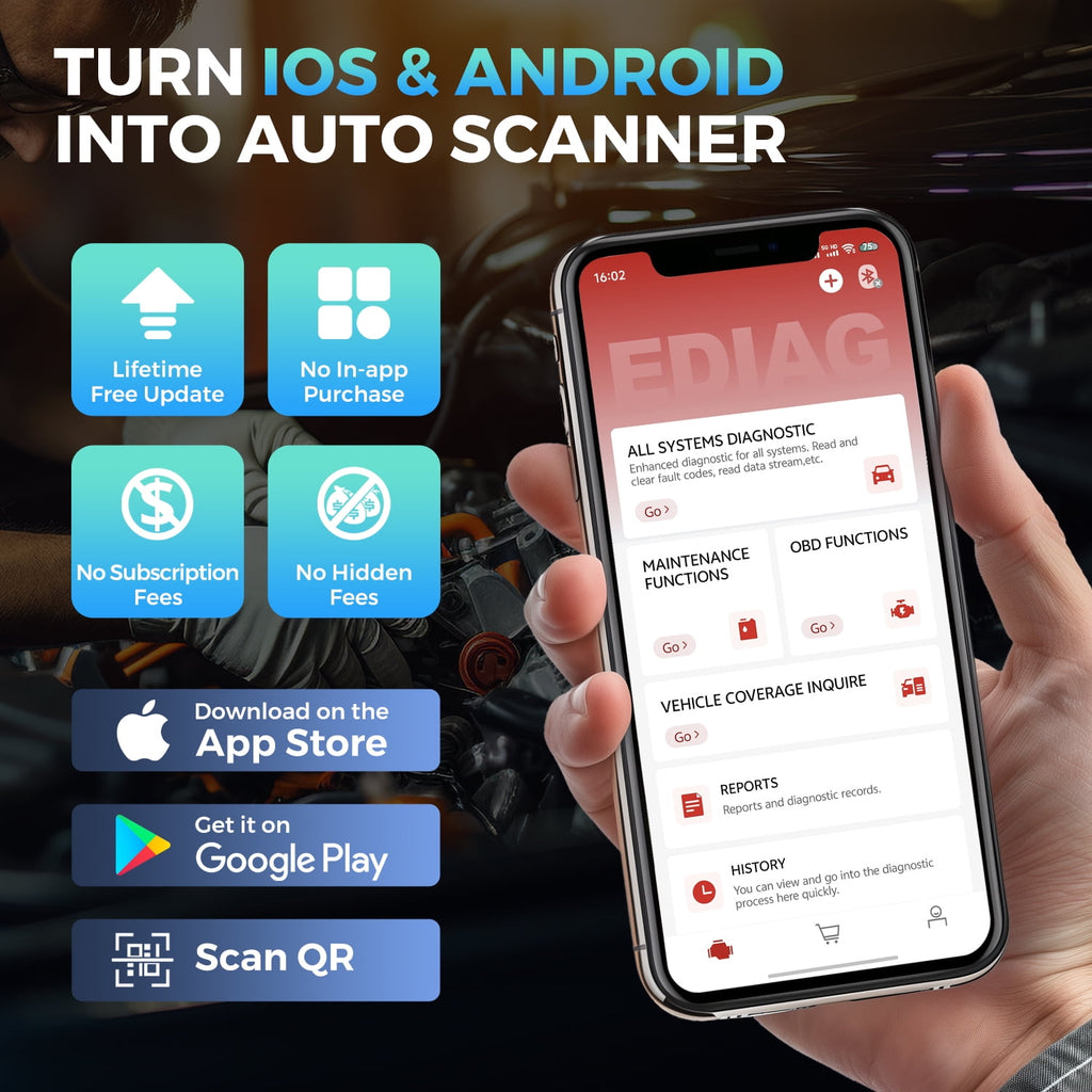 KINGBOLEN Ediag Elite OBD2 Bluetooth Car Scanner, Bi-Directional Control Scan Tool for iOS & Android with All System Diagnostic, 15+ Hot Reset, CANFD