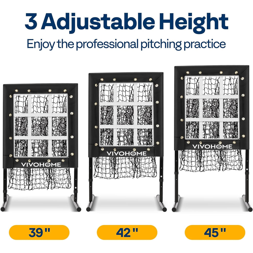 SPECSTAR 9 Hole Baseball Softball Pitching Net, 9 Pocket Hitting Practice Net, 22"x18" Pitching Area with 3 Level Adjustable Height