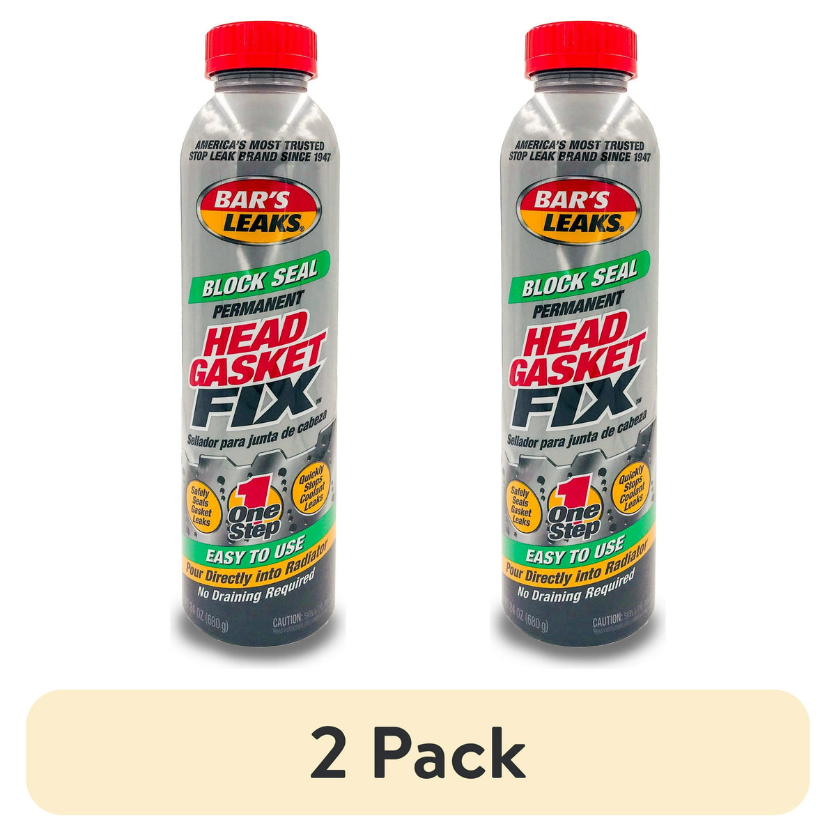2 pack) Bar's Leaks Block Seal Head Gasket Fix Automotive Additive 24 oz