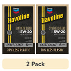 2 pack) Chevron Havoline Synthetic Blend Motor Oil 5W-20, 6 Quart, Smart Change Box