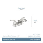 Moen Adler Two-Handle 4" Centerset Spot Resist Brushed Nickel Bathroom Faucet