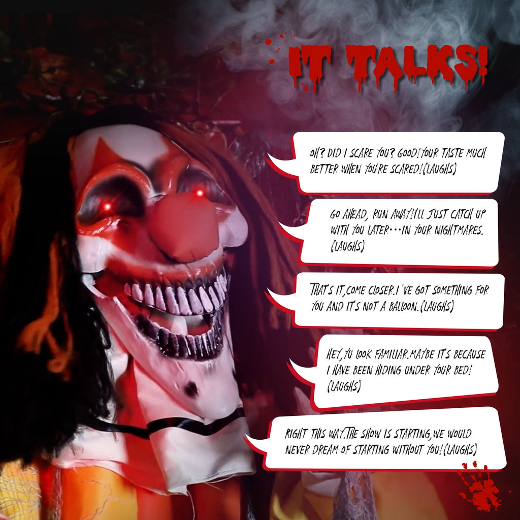 Ktaxon 8.2 ft Clown Animated Animatronic Decoration Creepy Halloween Clown w/ Pre-Recorded Screaming