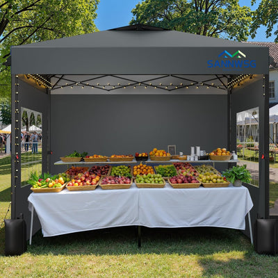 10x10 Commercial Pop-Up Canopy Tent With 3 Sidewalls - One Person Setup