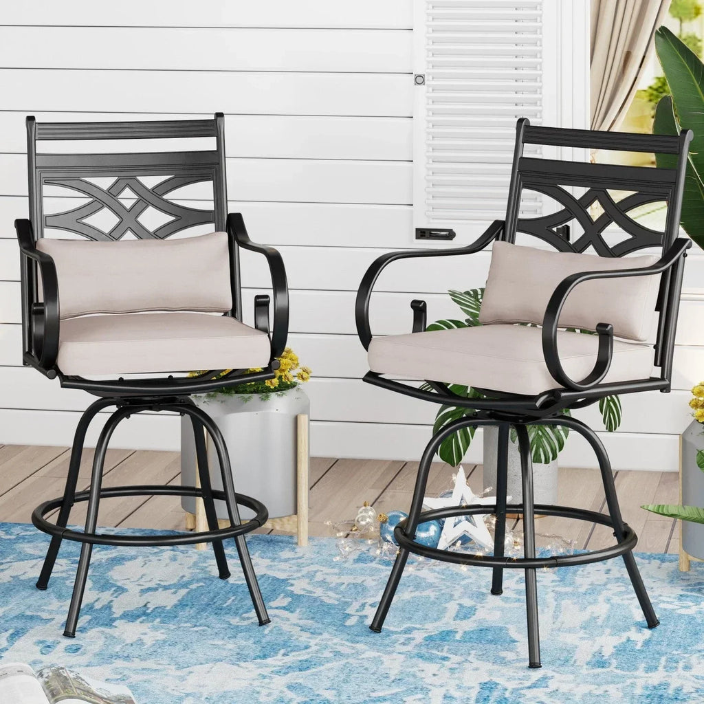 Sophia & William 2 Piece Patio Swivel Bar Stools With Cushions