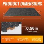 Amadwell 0.56" Thick 48 Sq Ft Gym Flooring for Home Gym, 12 Tiles Exercise Equipment Mats, Rubber Top with High Density EVA Foam, Large Interlocking