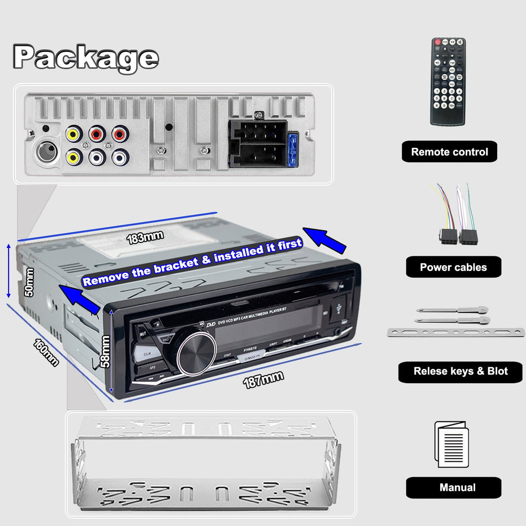 Alondy Single DIN Car Stereo with CD/DVD Player Bluetooth AM/FM Radio USB SD AUX