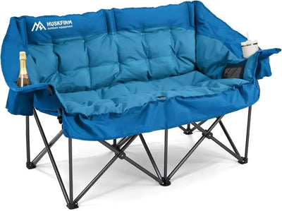 Double-Person Padded Folding Camping Loveseat Chair, 21in D x 30in W x 36in H, 800 LB Capacity
