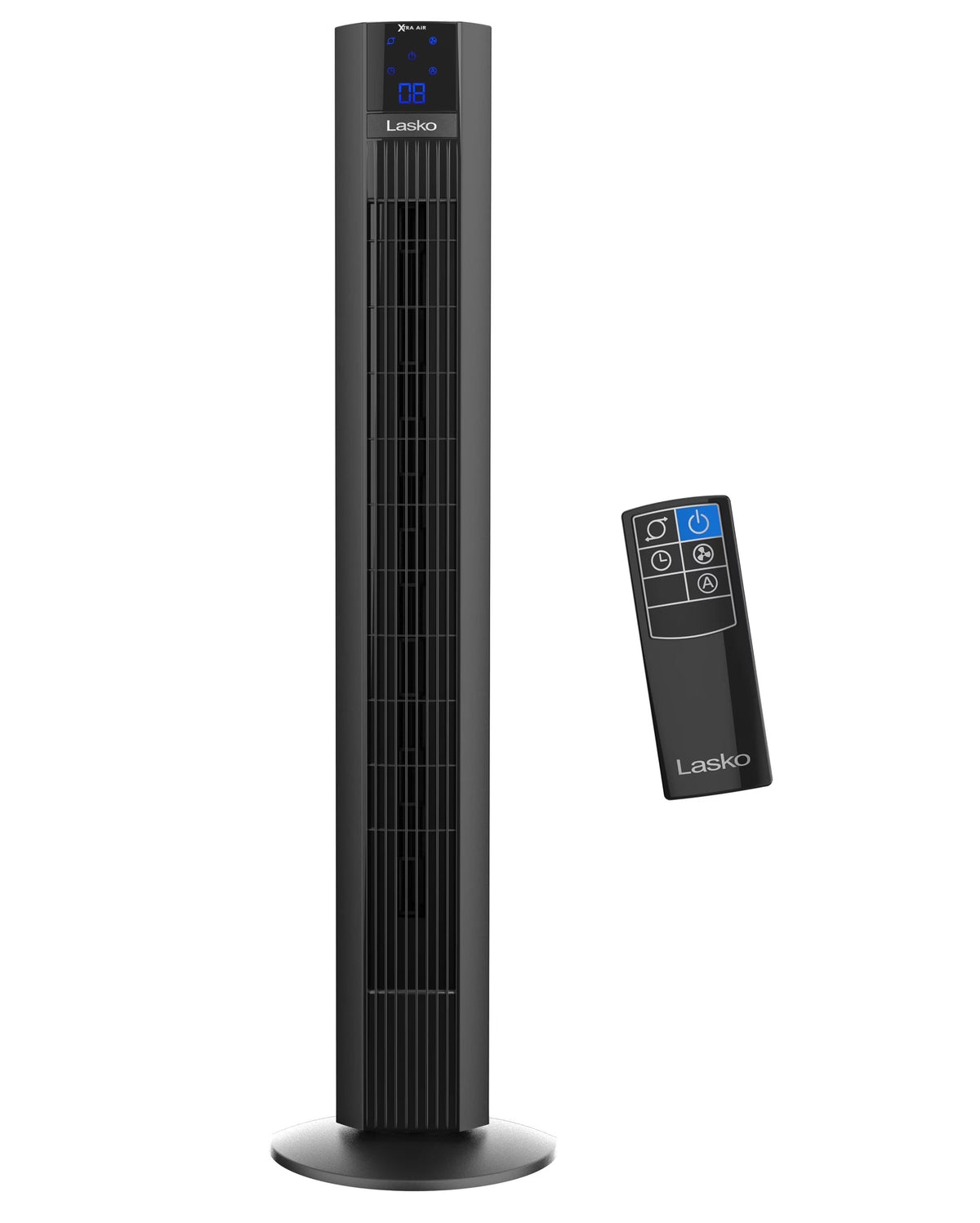 Lasko Xtra Air 48in 4-Speed Oscillating Remote Controlled Tower Fan, Black - T48336