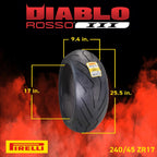 Pirelli Diablo Rosso III 120/70ZR17 Front And 240/45 ZR17 Rear Tires With Keychain