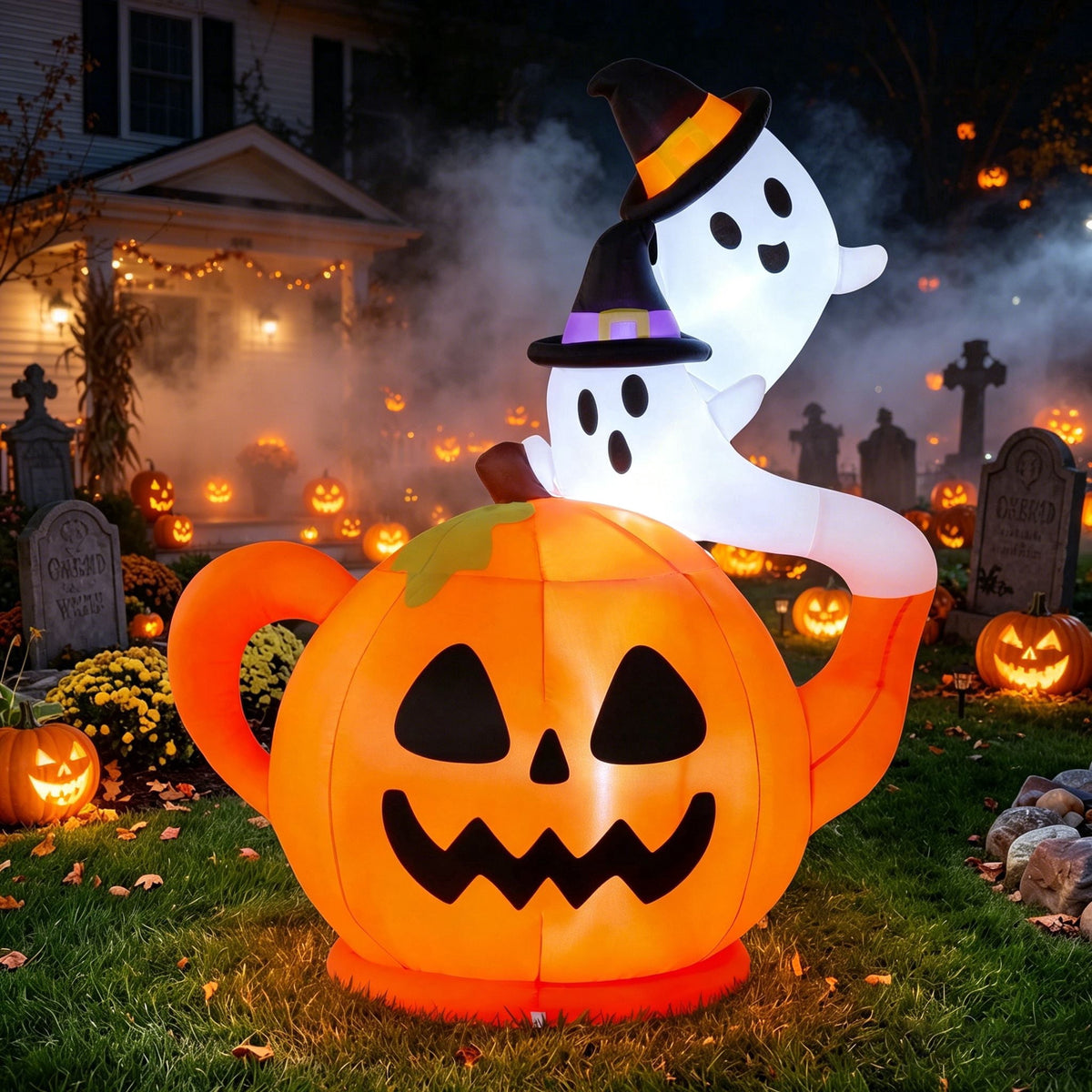 Joyfy 5ft Halloween Inflatables Light up Cute Ghost