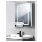 LED Bathroom Wall Cabinet With Single Door Mirror, White, 28*20in