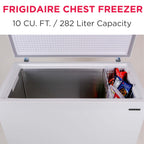 Frigidaire 10 Cu. ft. Chest Freezer, White Garage Ready Deep Freezer for Basement, Kitchen, Bulk Food Storage